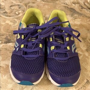 Saucony Purple/yellow/teal sneakers with odor lining. Size 13. EEUC